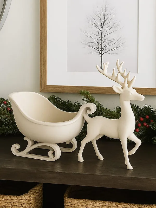 White_Reindeer_Sleigh_Christmas_Decor