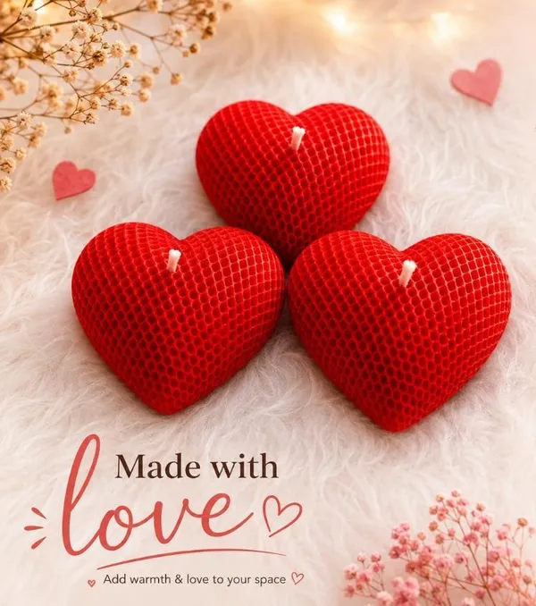 Romantic_Heart_&_Bow_Red_Decorative_Tealight_Wax__Candle_Set_Of_4