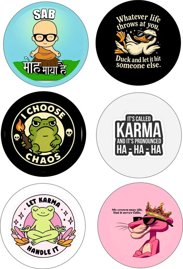 Multicolor_Plastic_Karma_Quote_Pin_Badges_Set_Of_6