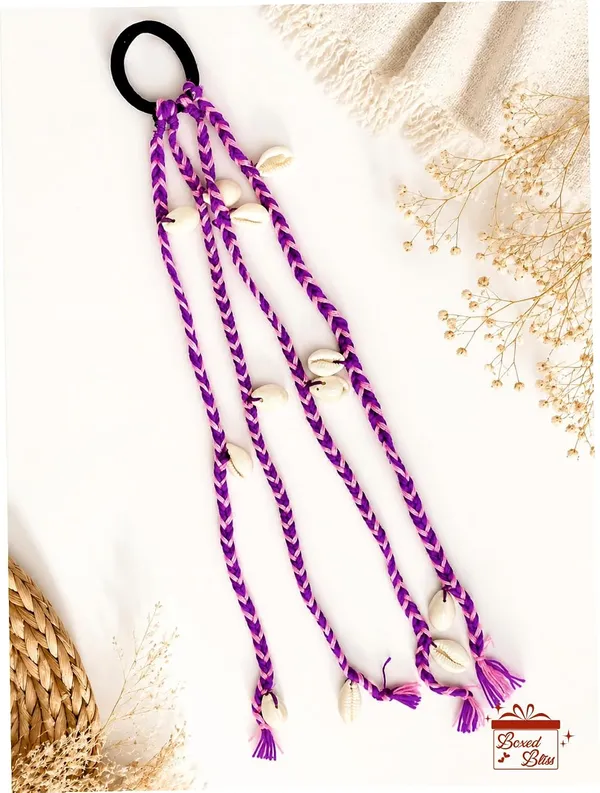 Purple_Cotton_Thread_Boho_Tribal_Cowrie_Shell_Hair_Braids_(Set_Of_3)