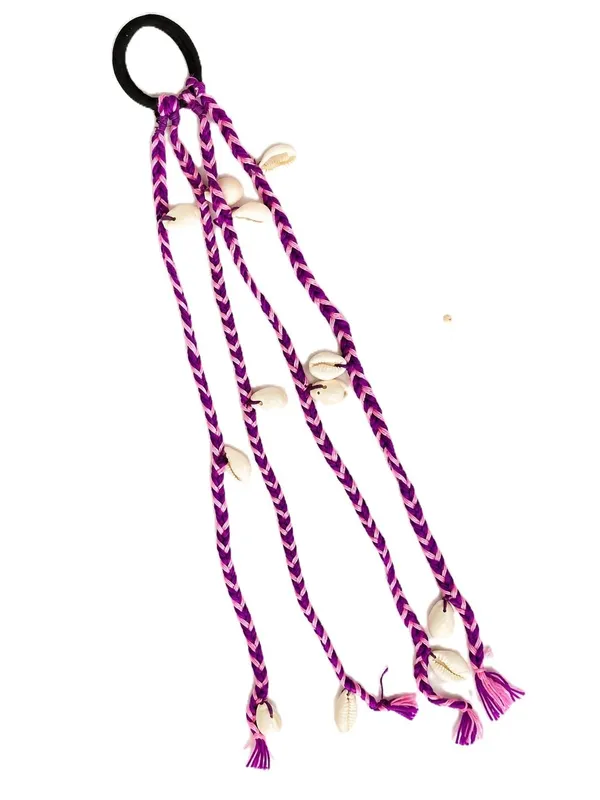 Purple_Cotton_Thread_Boho_Tribal_Cowrie_Shell_Hair_Braids_(Set_Of_3)