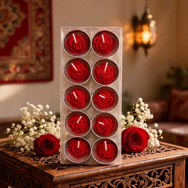 Red_Wax_Rose_Shaped_Decorative_Tealight_Candles_Set_Of_10