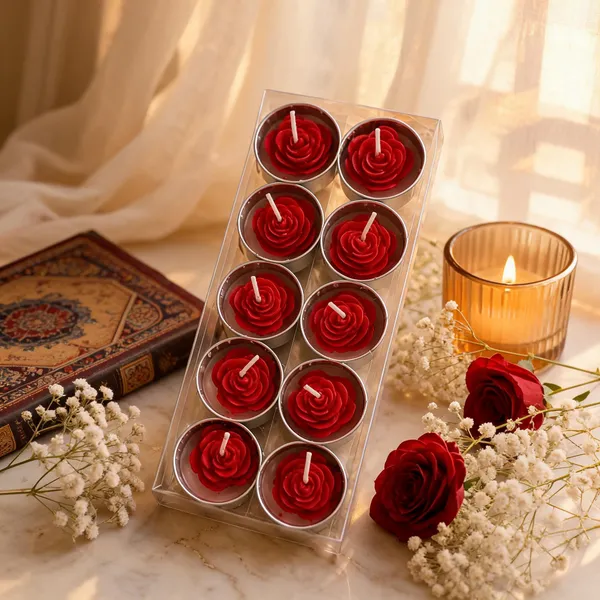 Red_Wax_Rose_Shaped_Decorative_Tealight_Candles_Set_Of_10