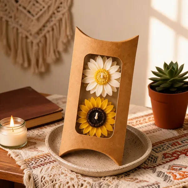Wax_Daisy_Sunflower_Botanical_Decorative_Candle_Set_Beige