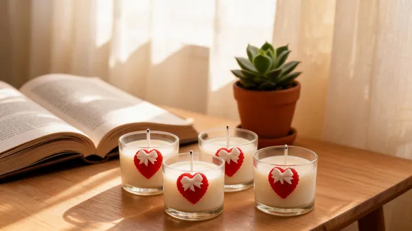 Romantic_Heart_&_Bow_Red_Decorative_Tealight_Wax__Candle_Set_Of_4