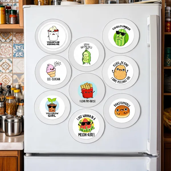 Food_Pun_Multicolor_Fridge_Magnets_Set_Of_9