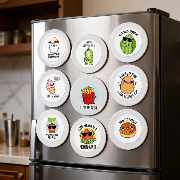 Food_Pun_Multicolor_Fridge_Magnets_Set_Of_9