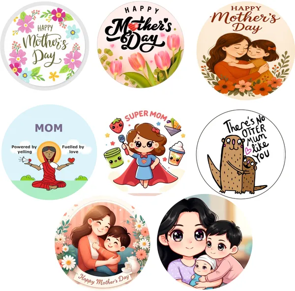 Multicolor_Plastic_Mother'S_Day_Themed_Pin_Badges_Set_Of_8