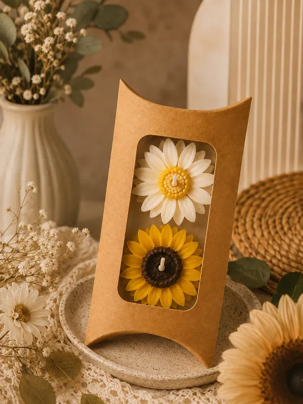 Wax_Daisy_Sunflower_Botanical_Decorative_Candle_Set_Beige
