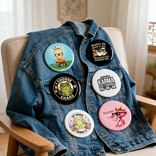 Multicolor_Plastic_Karma_Quote_Pin_Badges_Set_Of_6