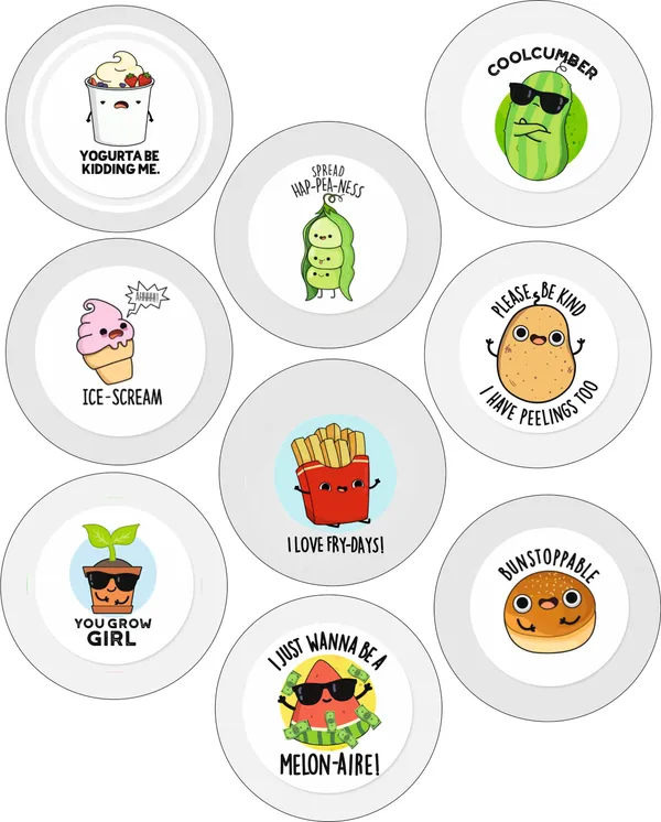 Food_Pun_Multicolor_Fridge_Magnets_Set_Of_9
