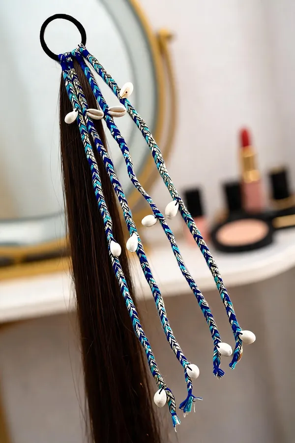Blue_Cotton_Thread_Boho_Hair_Braid_Extensions_With_Cowrie_Shells