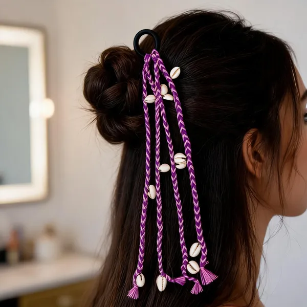 Purple_Cotton_Thread_Boho_Tribal_Cowrie_Shell_Hair_Braids_(Set_Of_3)