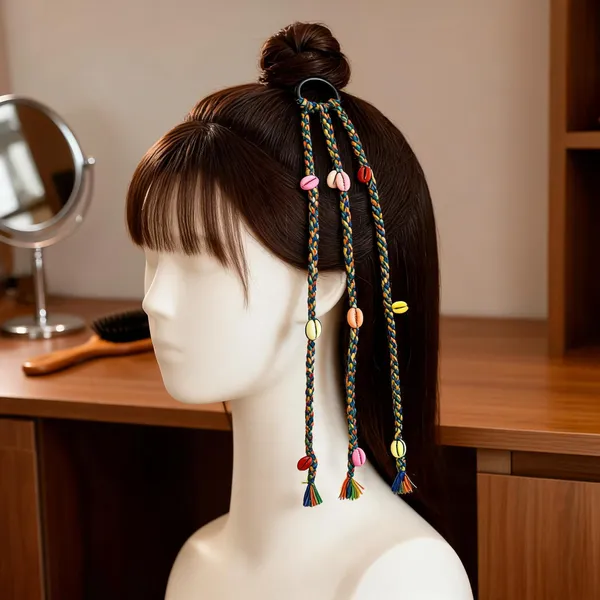 Multicolor_Cotton_Thread_Boho_Tribal_Cowrie_Shell_Hair_Braids_(Set_Of_3)