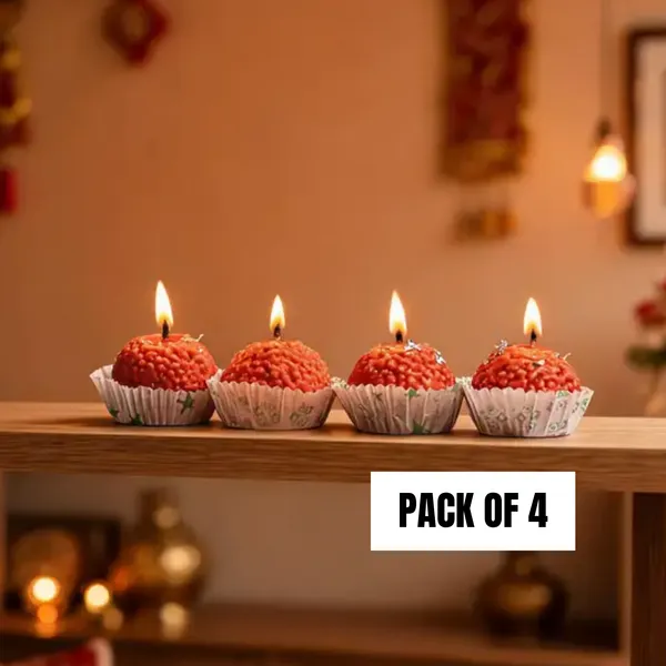 Wax_Festive_Laddu_Shaped_Decorative_Candle_Red_(Pack_Of_4)