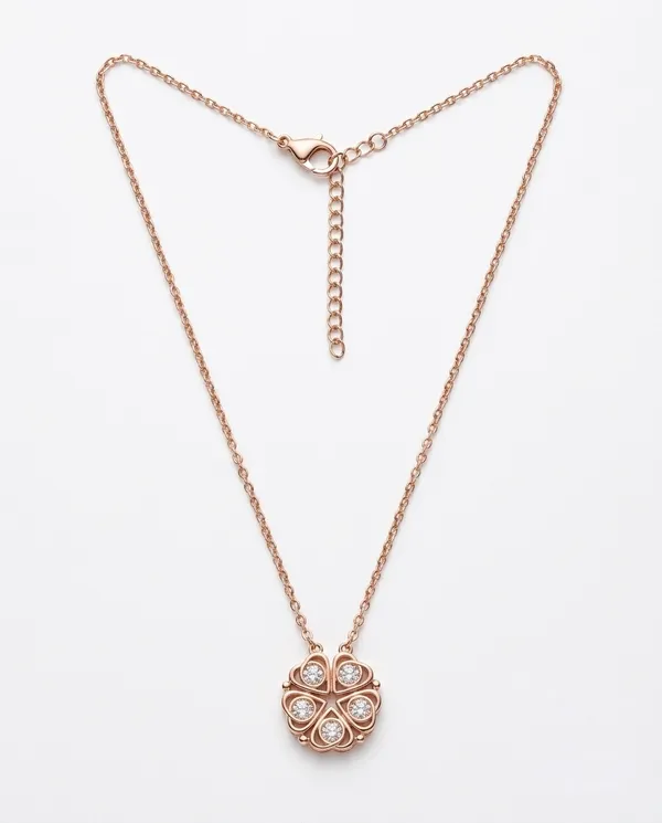 Cz_Diamond_Rose_Gold_Finish_Sterling_Silver_Necklace_For_Women
