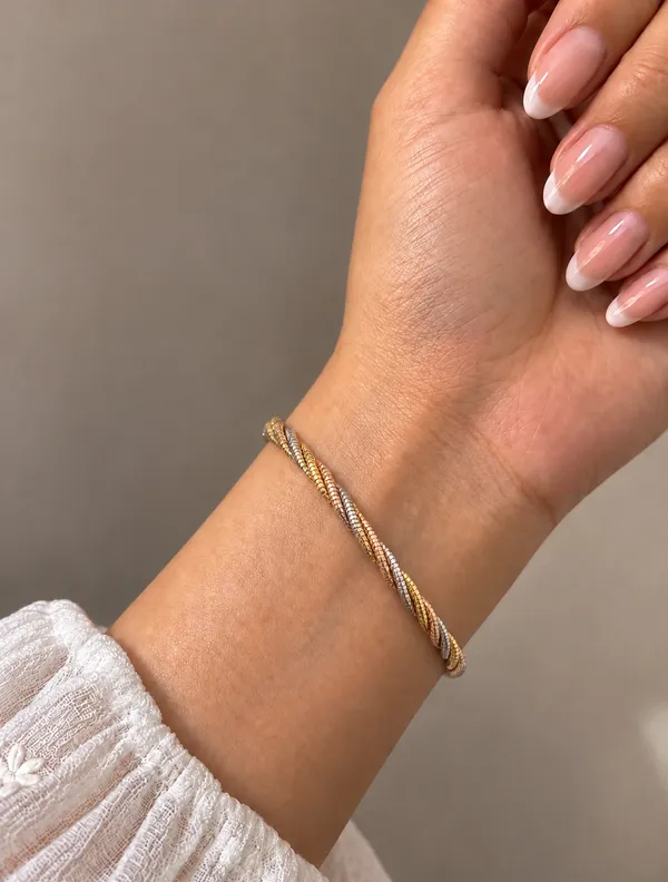 Gold_&_Rose_Gold_Finish_Sterling_Silver_Bracelet_For_Women