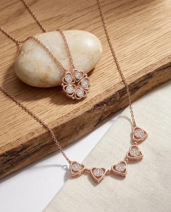 Cz_Diamond_Rose_Gold_Finish_Sterling_Silver_Necklace_For_Women