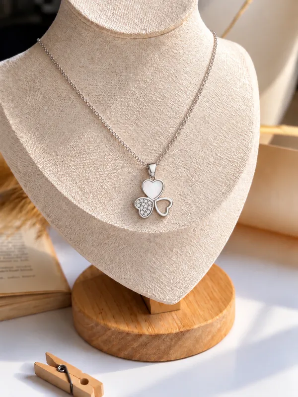 White_Cubic_Zirconia_Sterling_Silver_Necklace_For_Women