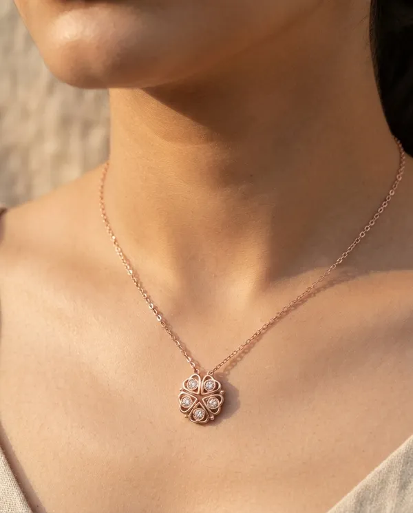 Cz_Diamond_Rose_Gold_Finish_Sterling_Silver_Necklace_For_Women