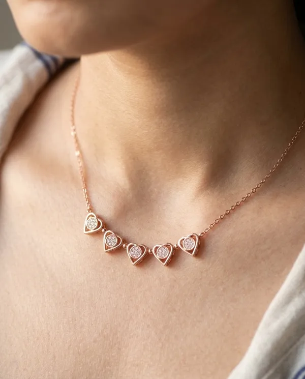 Cz_Diamond_Rose_Gold_Finish_Sterling_Silver_Necklace_For_Women