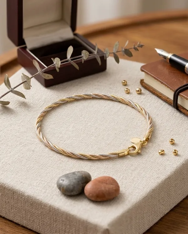 Gold_&_Rose_Gold_Finish_Sterling_Silver_Bracelet_For_Women