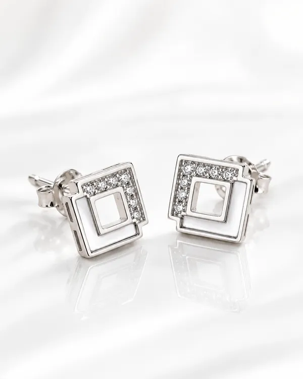 White_Cz_Accent_Sterling_Silver_Earrings_For_Women