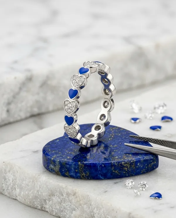 Blue_Enamel_Sterling_Silver_Ring_For_Women