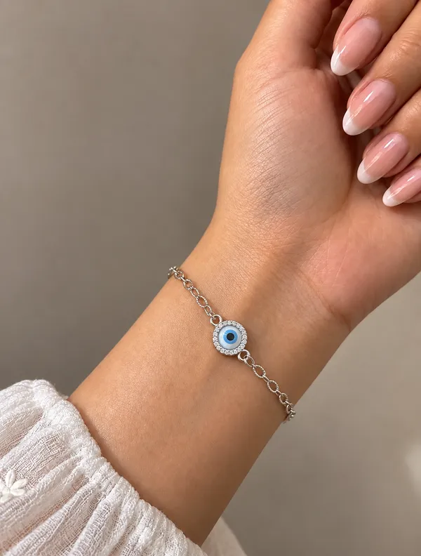 White_Cubic_Zirconia_Sterling_Silver_Bracelet_For_Women