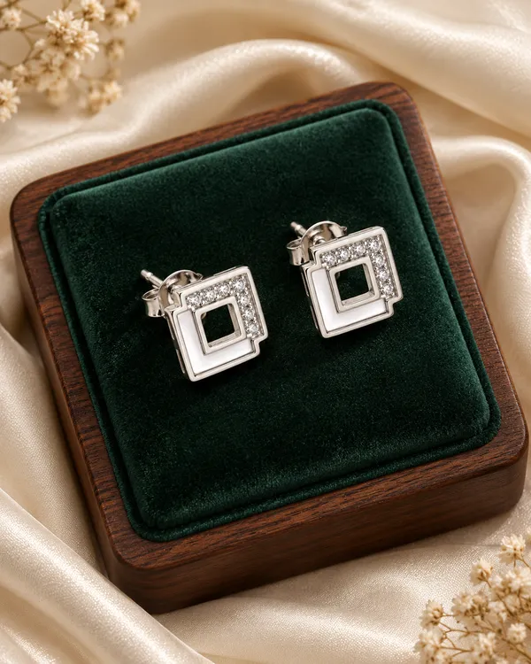 White_Cz_Accent_Sterling_Silver_Earrings_For_Women