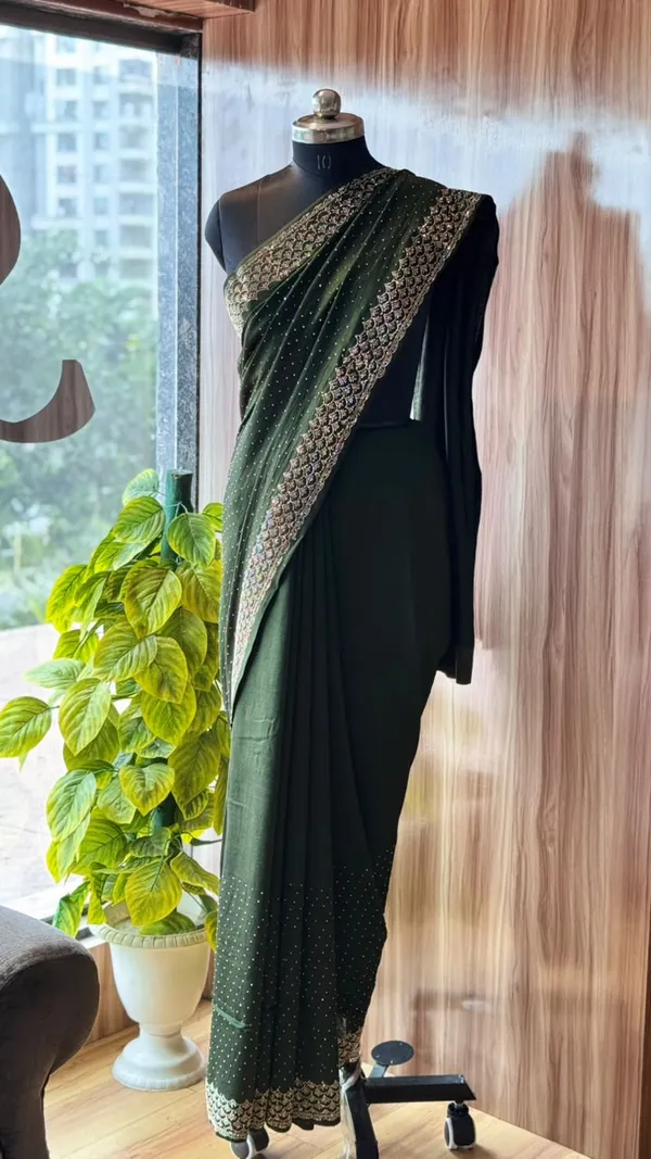 Dark_Green_Metallic_Embroidered_Embellished_Saree_For_Women