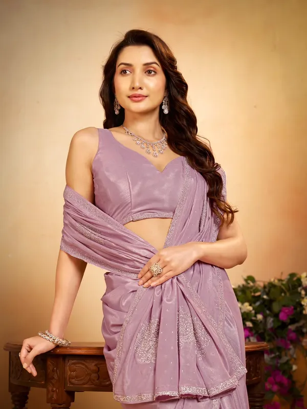 Lavender_Shimmer_Embellished_Saree_For_Women