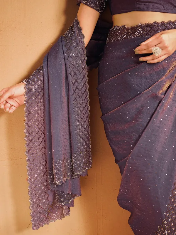 Purple_Georgette_Embellished_Saree_For_Women