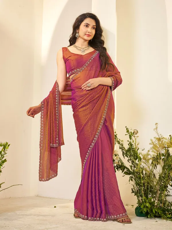 Magenta_Embellished_Circular_Motif_Border_Saree_For_Women