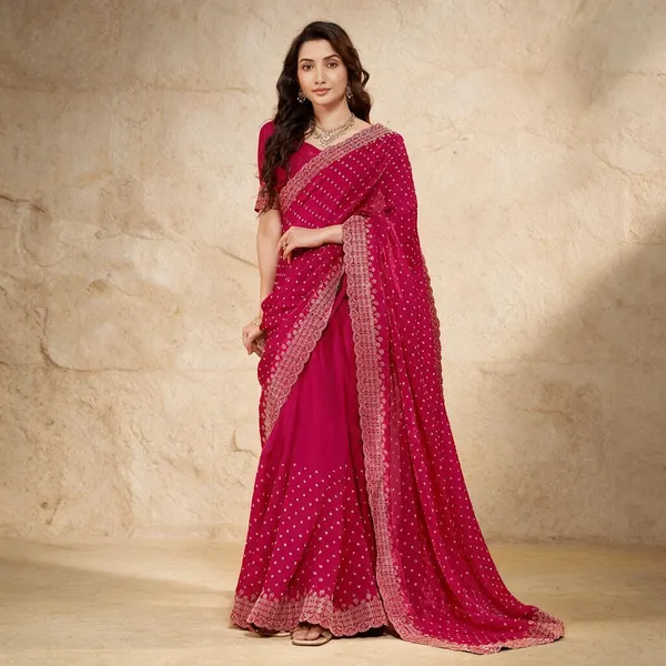 Magenta_Gold_Embellished_Saree_With_Blouse_For_Women