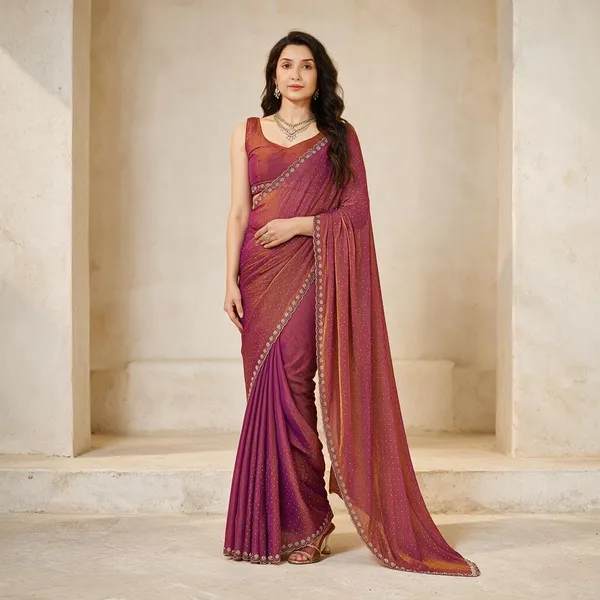 Magenta_Embellished_Circular_Motif_Border_Saree_For_Women
