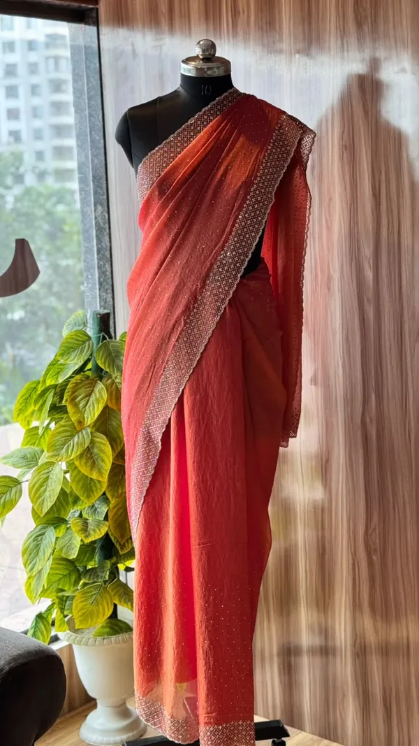 Rust_Red_Embellished_Geometric_Border_Saree_For_Women