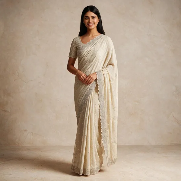 Cream_Sheer_Embellished_Saree_For_Women