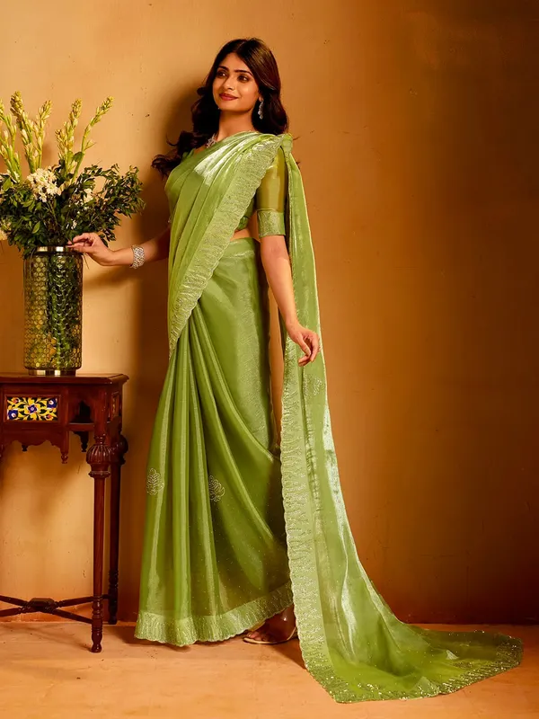 Green_Woven_Lustrous_Saree_For_Women