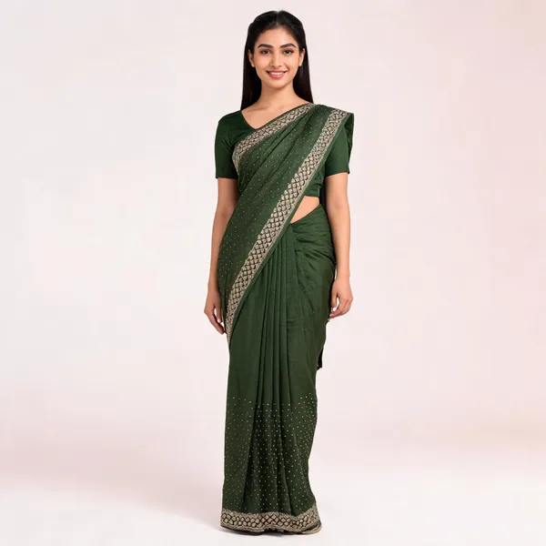 Dark_Green_Metallic_Embroidered_Embellished_Saree_For_Women