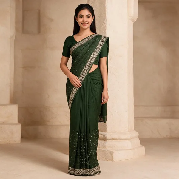 Dark_Green_Metallic_Embroidered_Embellished_Saree_For_Women