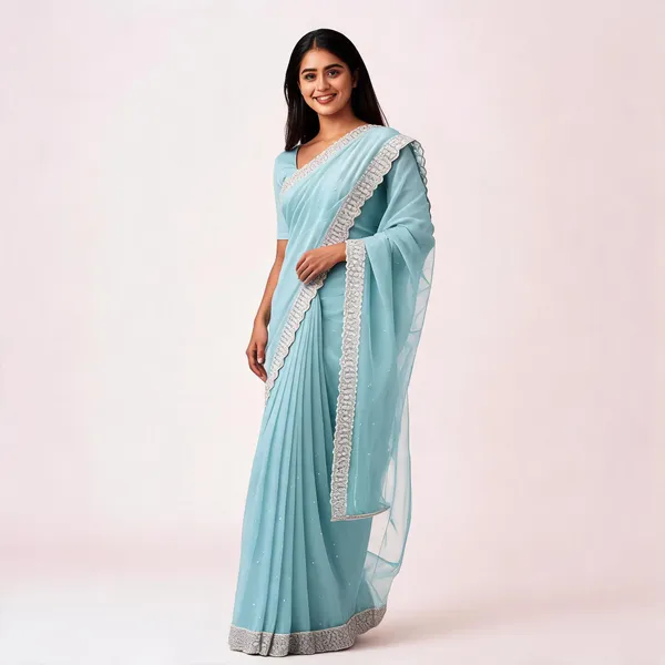 Blue_Sheer_Lace_Border_Saree_For_Women