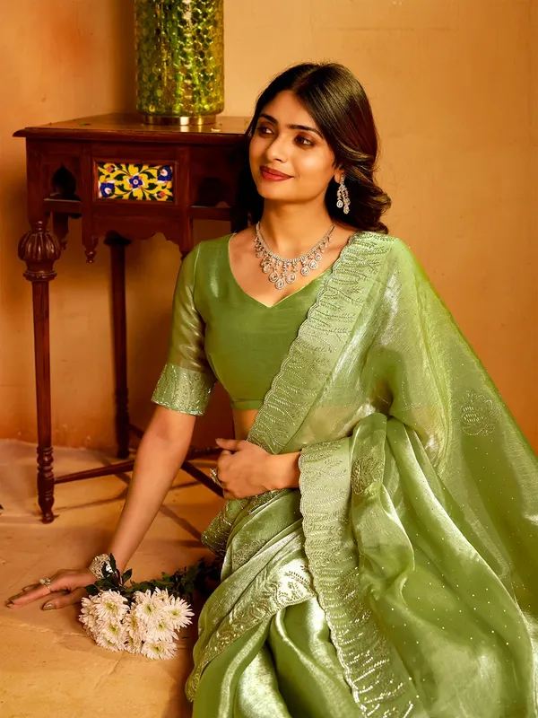 Green_Woven_Lustrous_Saree_For_Women