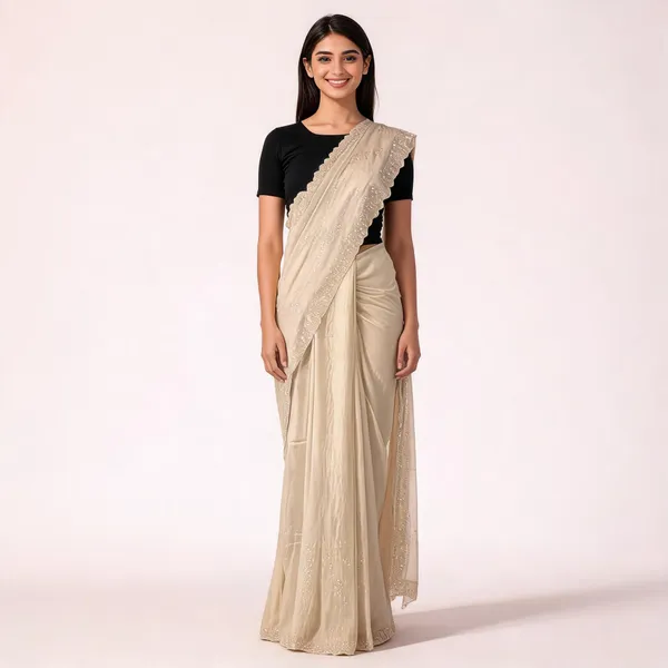Cream_Embellished_Scalloped_Border_Saree_For_Women