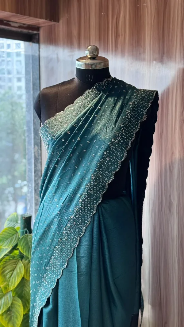 Teal_Sheer_Embellished_Saree_For_Women