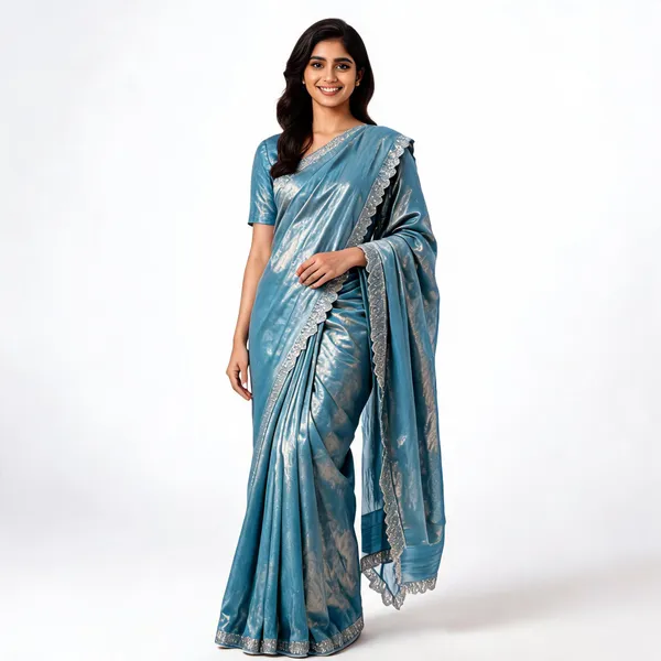 Blue_Textured_Silver_Scalloped_Border_Saree_For_Women