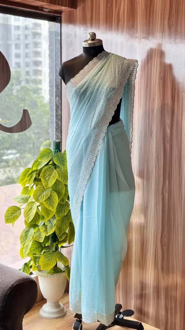 Blue_Sheer_Lace_Border_Saree_For_Women