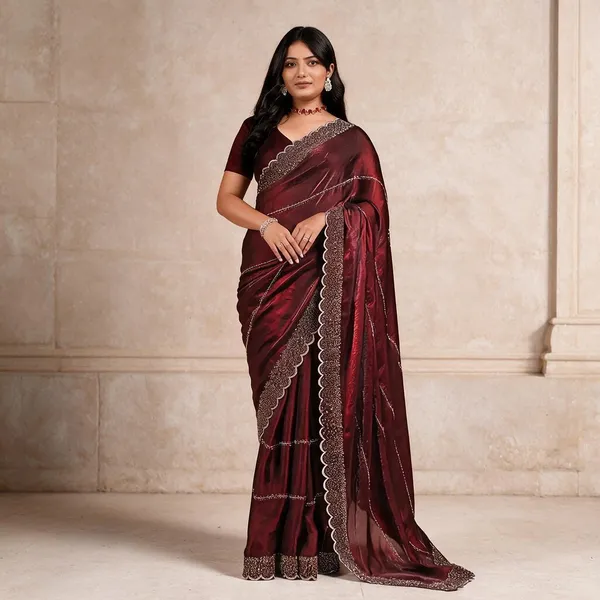 Maroon_Sheer_Scalloped_Embellished_Saree_For_Women