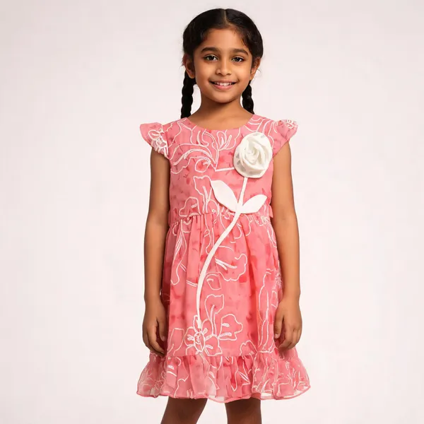 Pink_Cotton_Floral_Printed_Flutter_Sleeve_Frock_Dress_For_Girls
