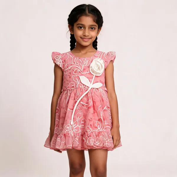 Pink_Cotton_Floral_Printed_Flutter_Sleeve_Frock_Dress_For_Girls